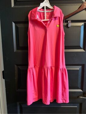 Masters Pink Sleeveless Polo Dress with Embroidered Patch girls medium Euc